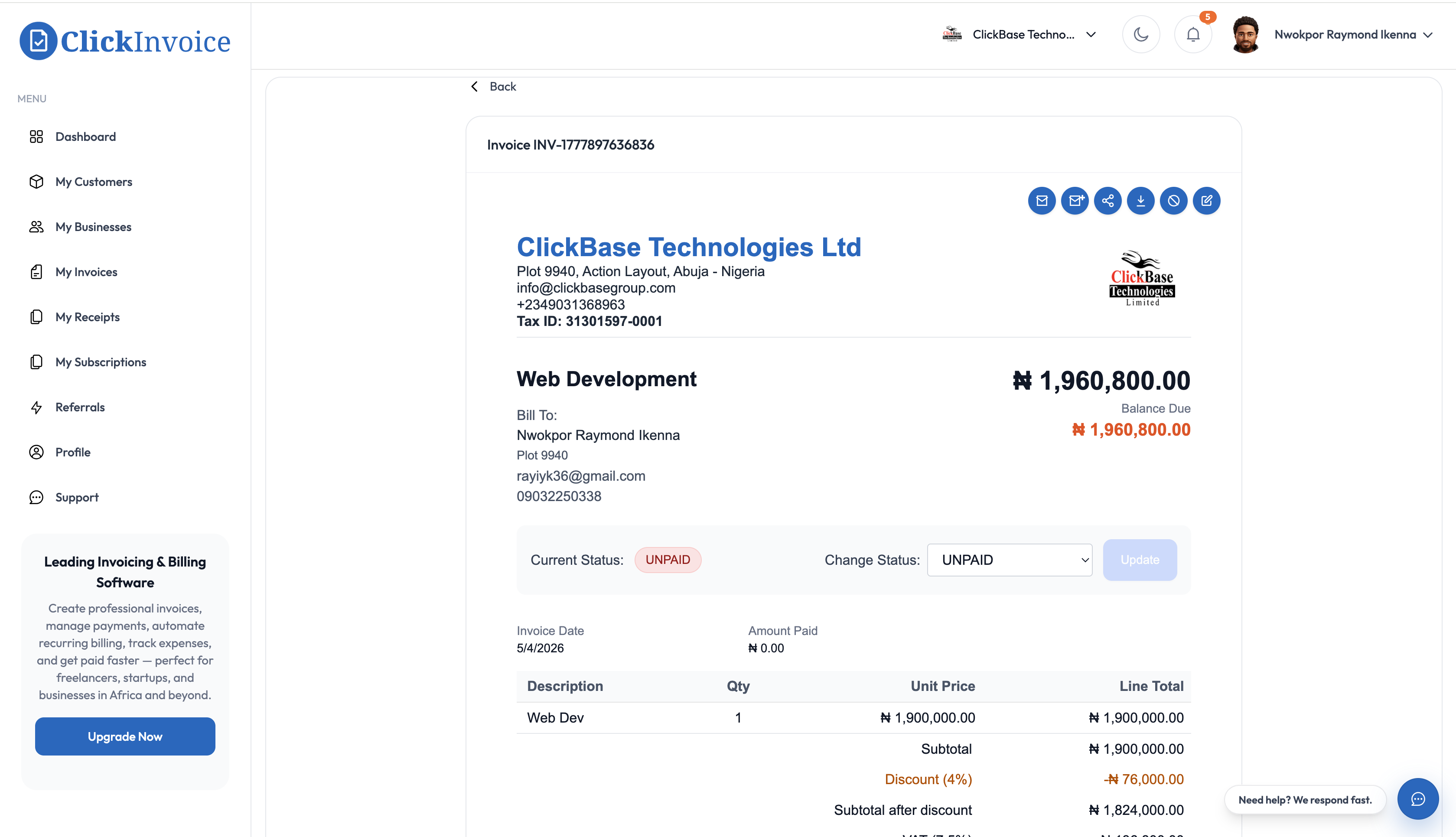 ClickInvoice major product update