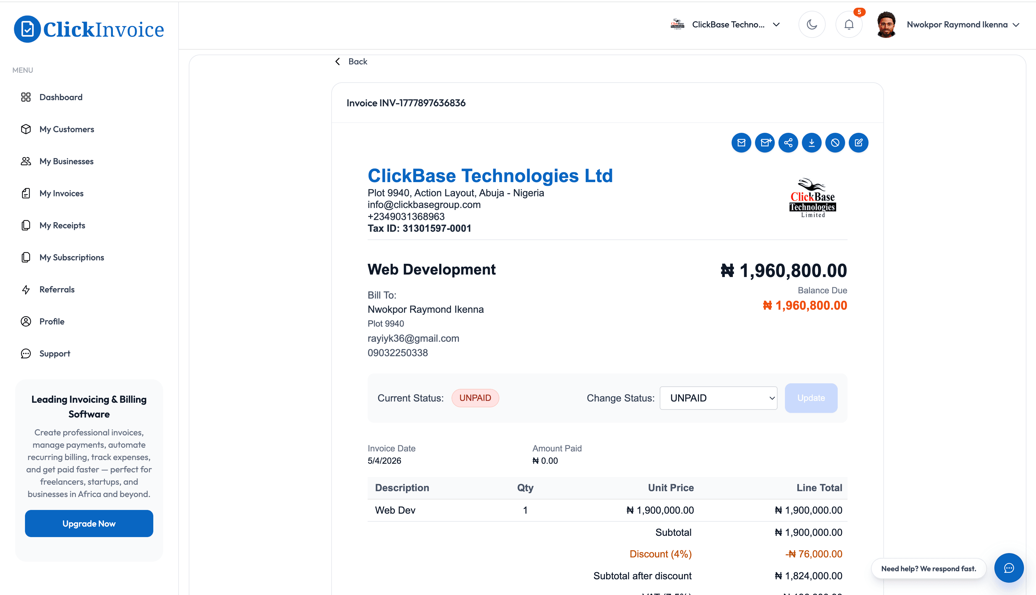 ClickInvoice Major Product Upgrade: Safer Controls, Faster Sharing, Better Dark Mode