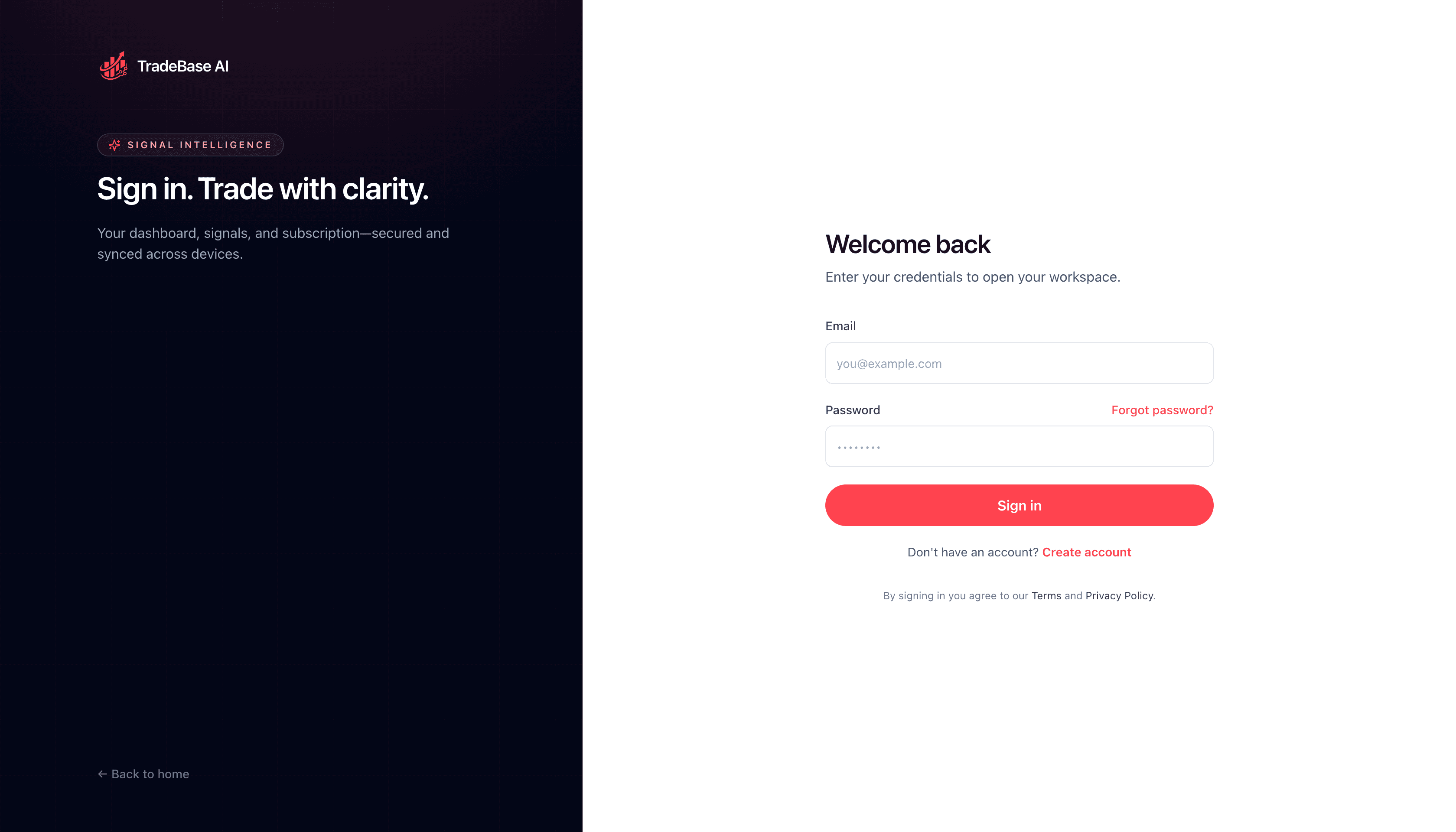 TradeBase login